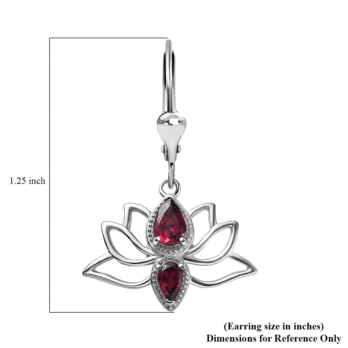 Orissa Rhodolite Garnet Lotus Flower Earrings in Sterling Silver 1.50 ctw image number 4