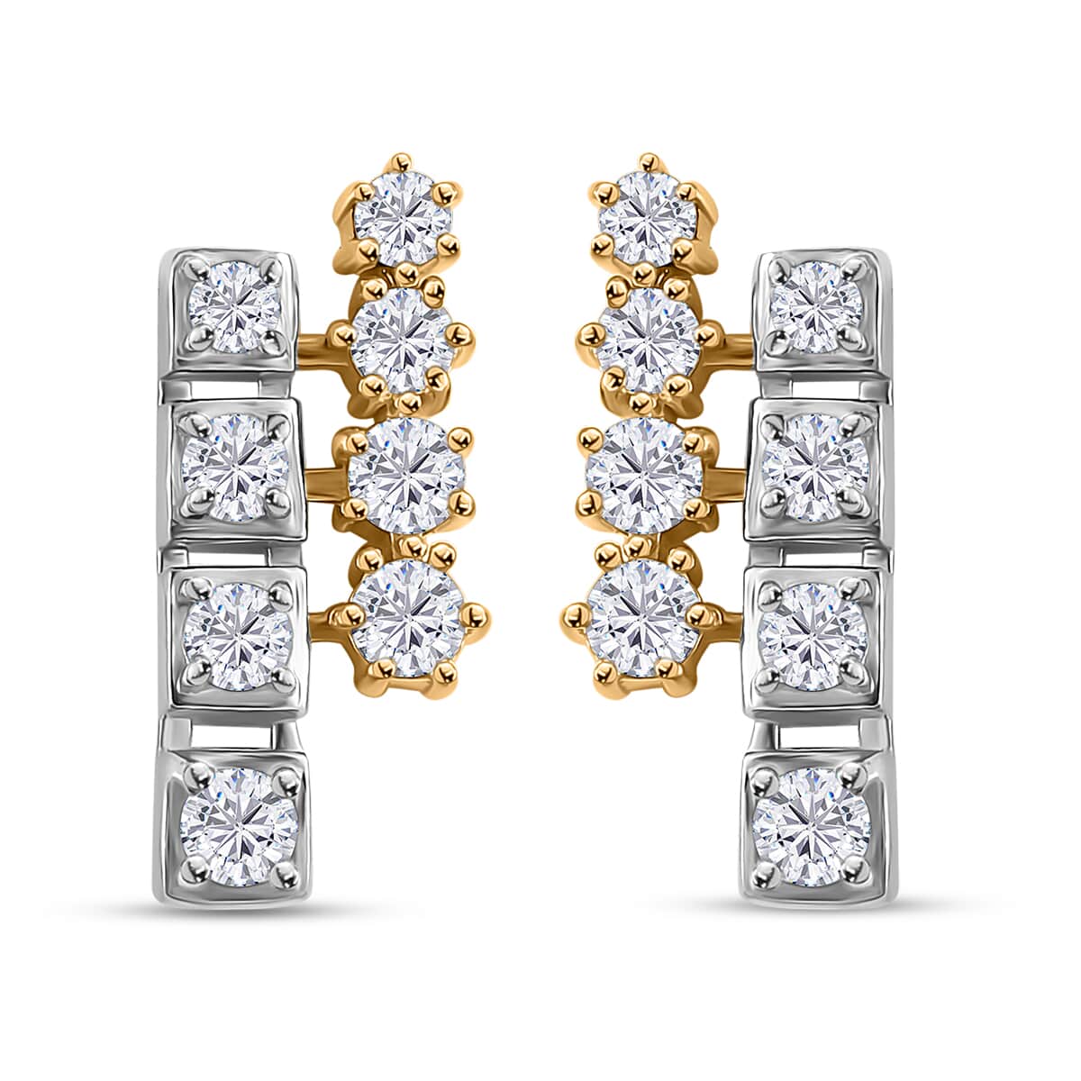 Moissanite Earrings in Vermeil YG and Platinum Over Sterling Silver 1.25 ctw image number 0