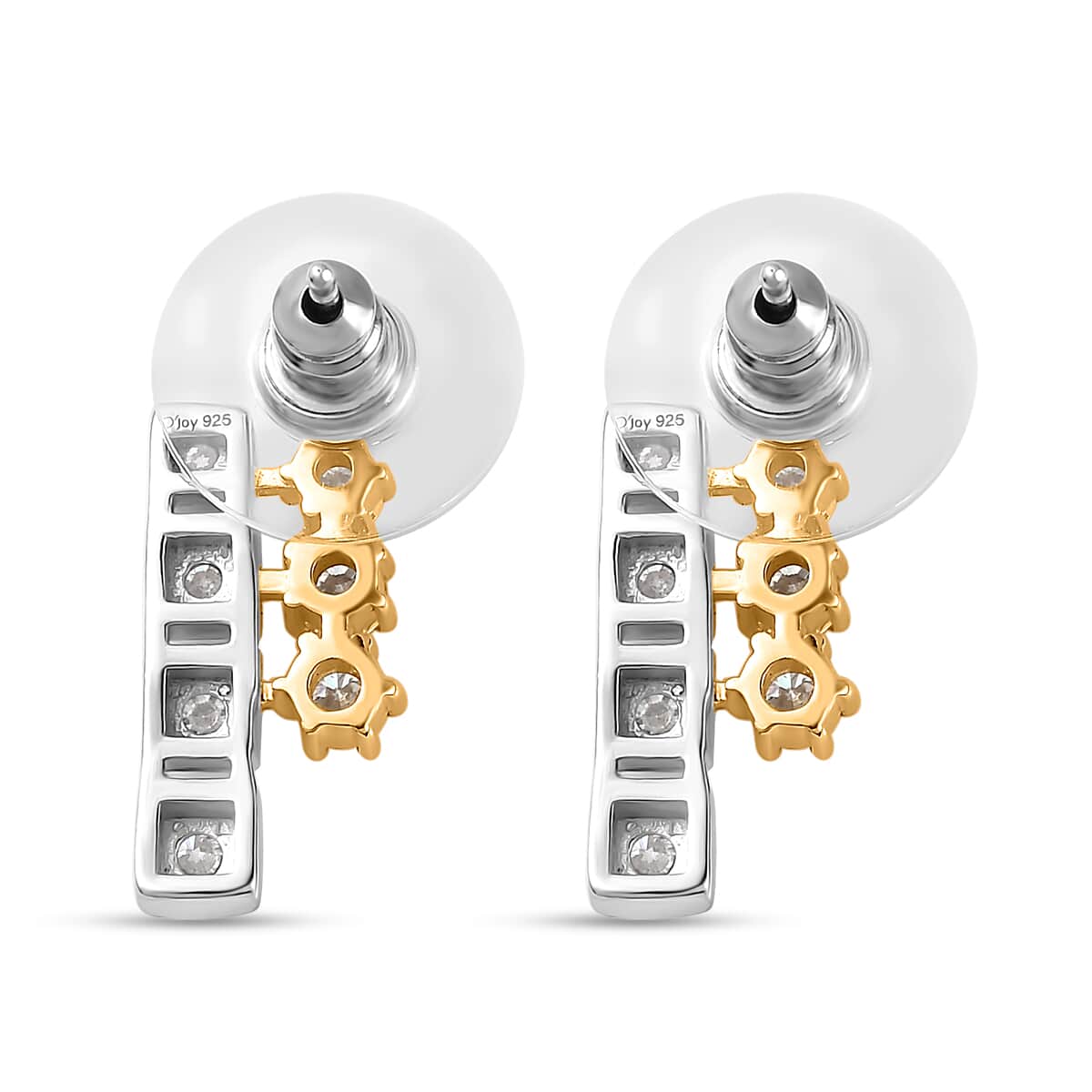 Moissanite Earrings in Vermeil YG and Platinum Over Sterling Silver 1.25 ctw image number 4