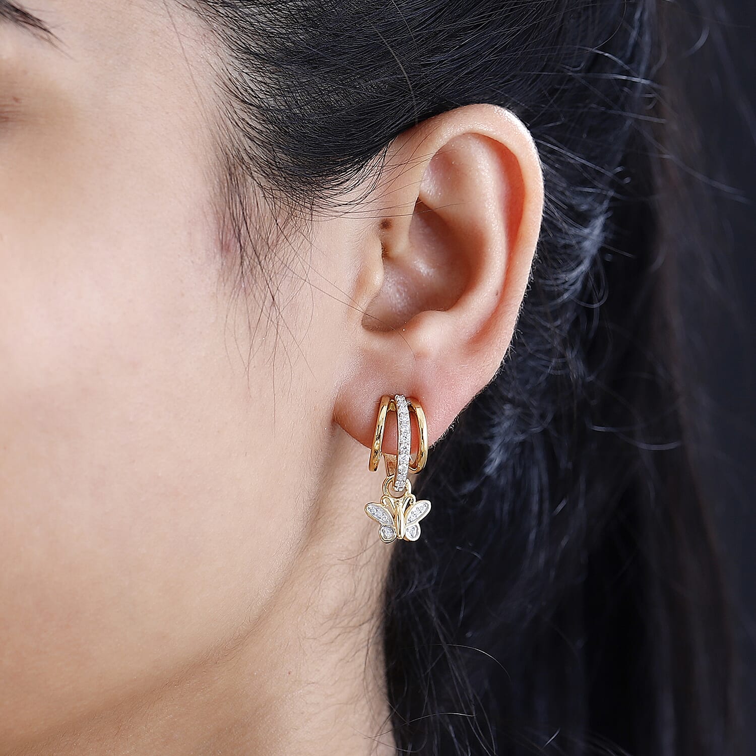 Moissanite Earrings in Vermeil YG and Platinum Over Sterling Silver 0.65 ctw