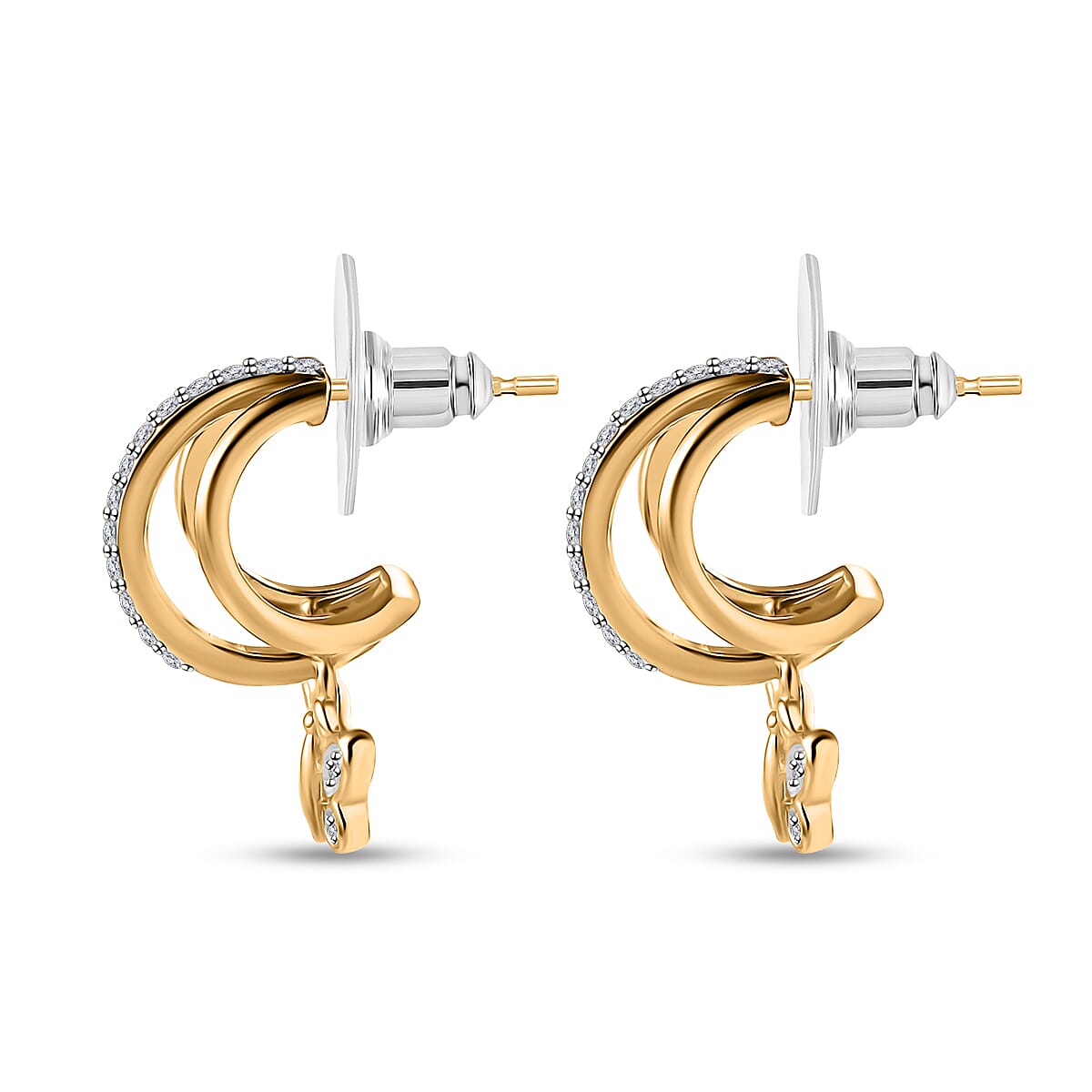 Moissanite Earrings in Vermeil YG and Platinum Over Sterling Silver 0.65 ctw