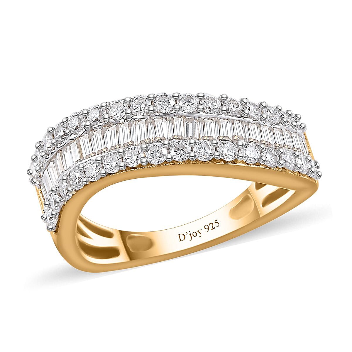 Moissanite Wave Ring in Vermeil Yellow Gold Over Sterling Silver (Size 5.0) 1.00 ctw