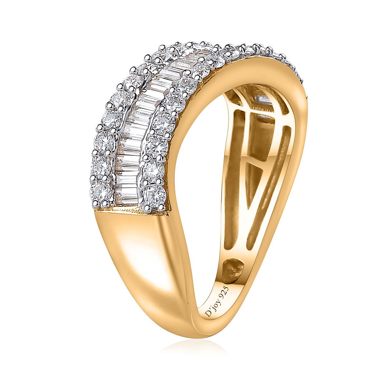 Moissanite Wave Ring in Vermeil Yellow Gold Over Sterling Silver (Size 5.0) 1.00 ctw