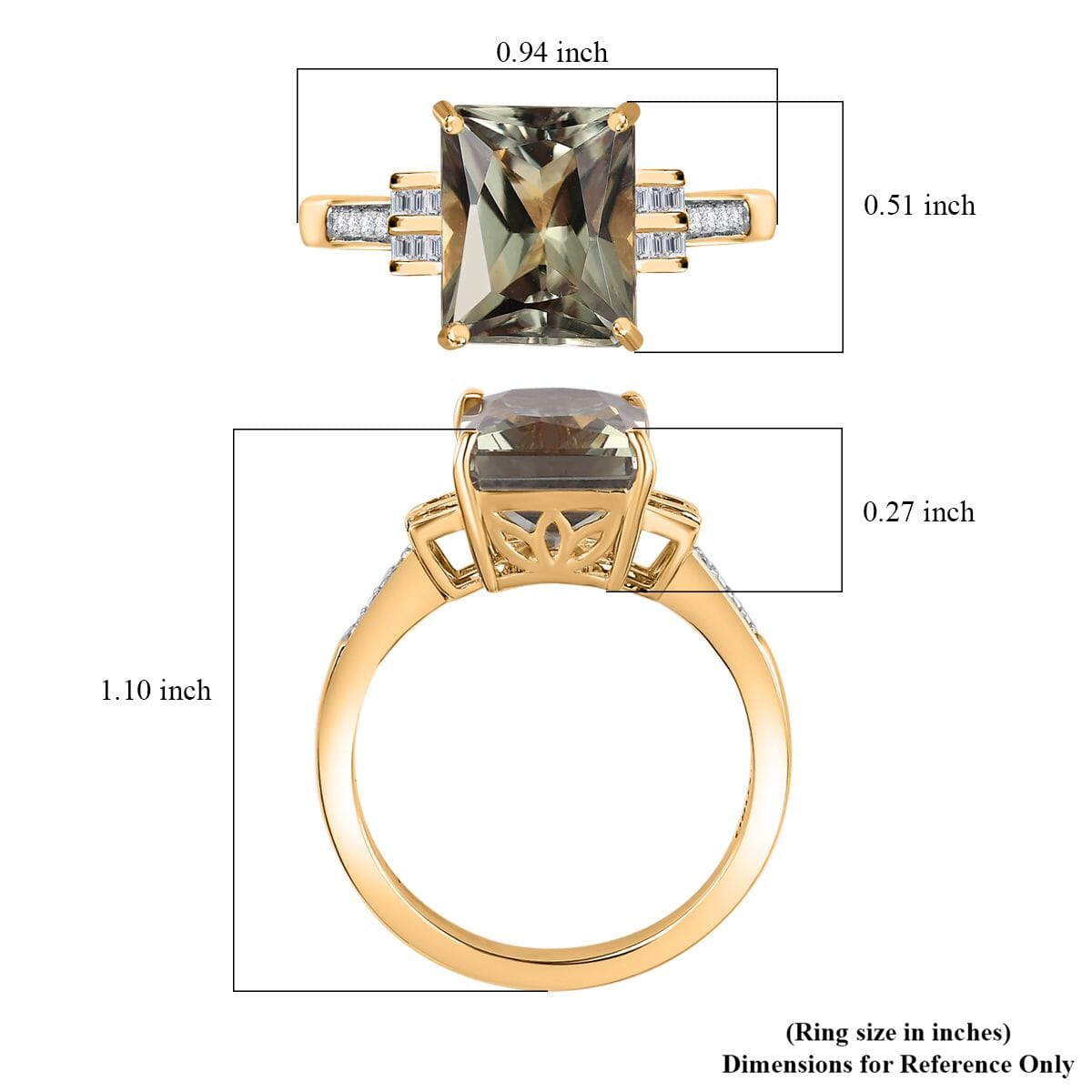 Luxoro 14K Yellow Gold AAA Turkizite and G-H I2 Diamond Ring (Size 6.0) 4.10 Grams 5.85 ctw image number 5