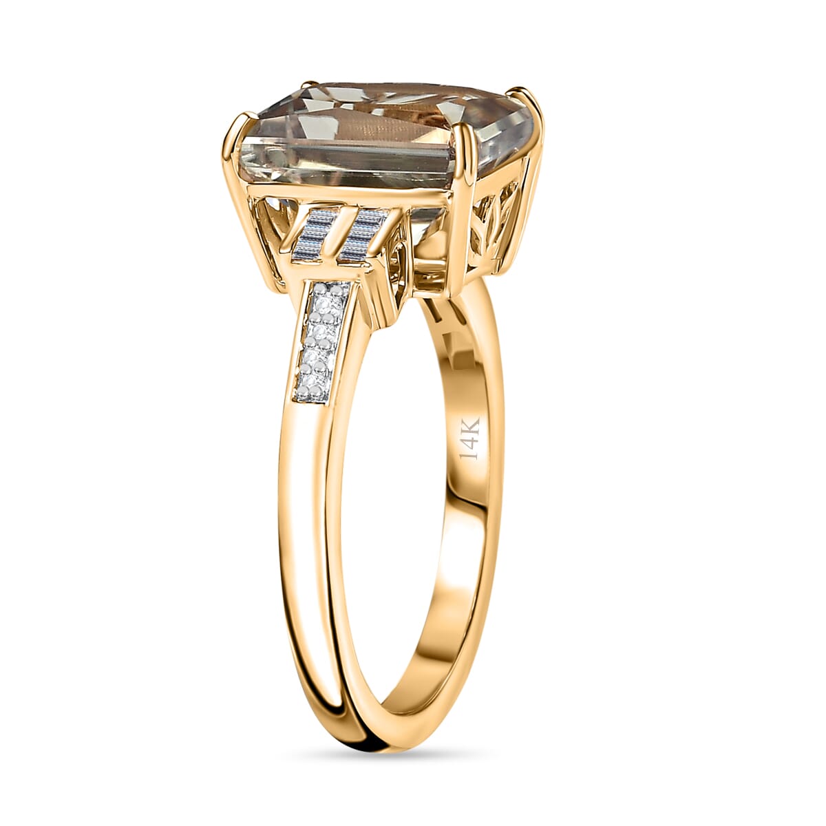Luxoro 14K Yellow Gold AAA Turkizite, Diamond (G-H, I2) Ring (Size 6.5) (4.10 g) 5.85 ctw image number 3