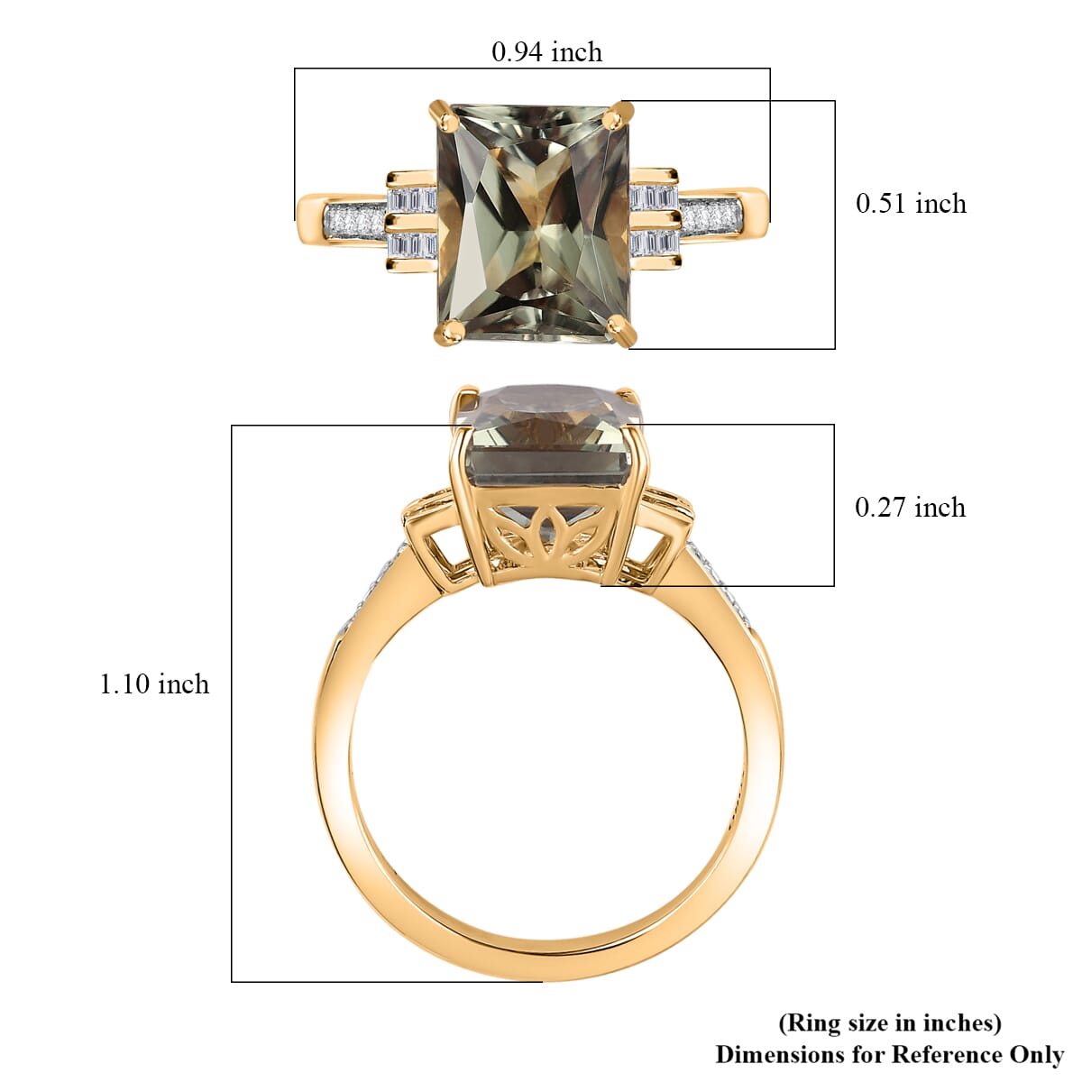Luxoro 14K Yellow Gold AAA Turkizite, Diamond (G-H, I2) Ring (Size 6.5) (4.10 g) 5.85 ctw image number 5