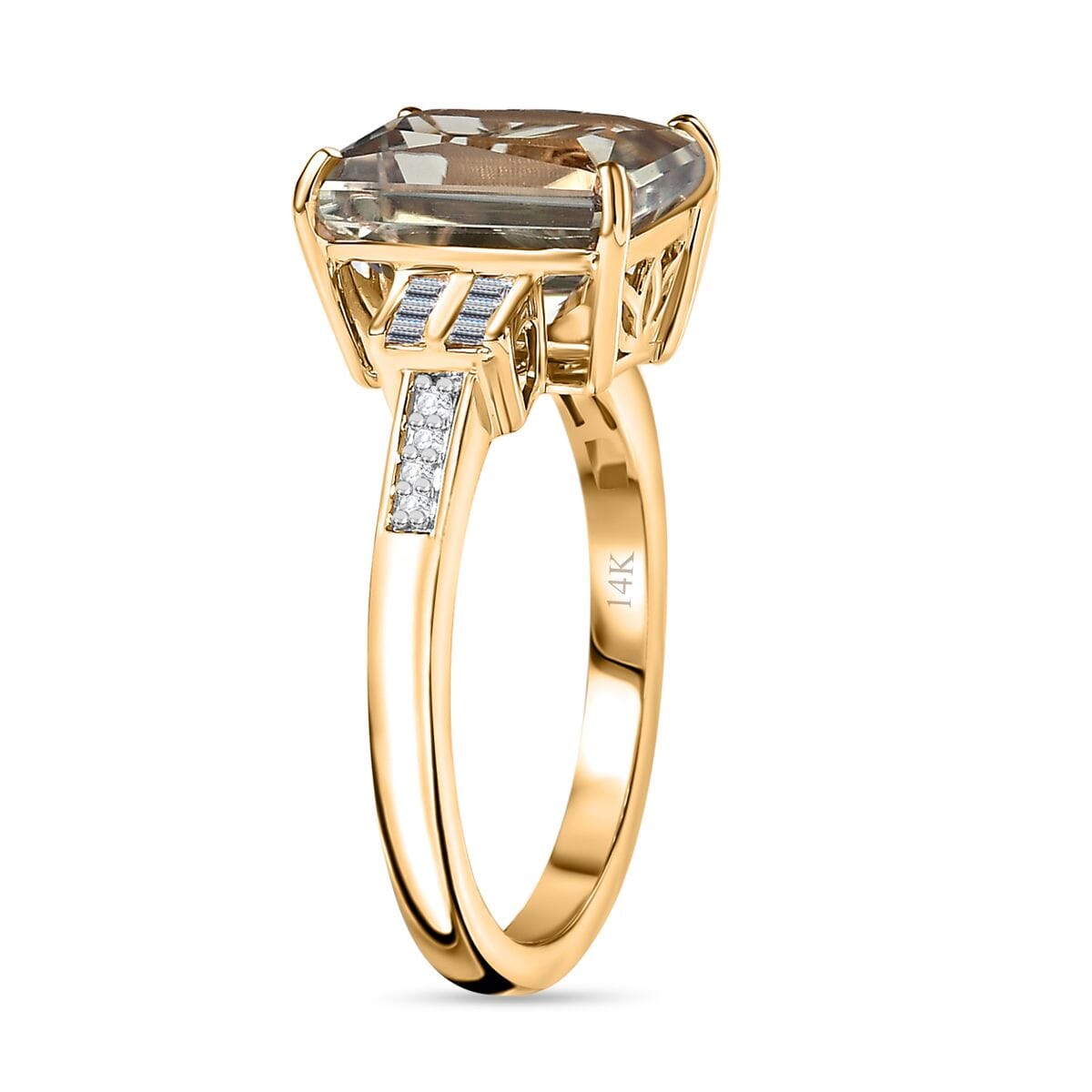 Luxoro 14K Yellow Gold AAA Turkizite and G-H I2 Diamond Ring (Size 7.0) 4.10 Grams 5.85 ctw image number 3