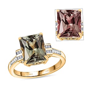 Luxoro 14K Yellow Gold AAA Turkizite and G-H I2 Diamond Ring (Size 8.0) 4.10 Grams 5.85 ctw
