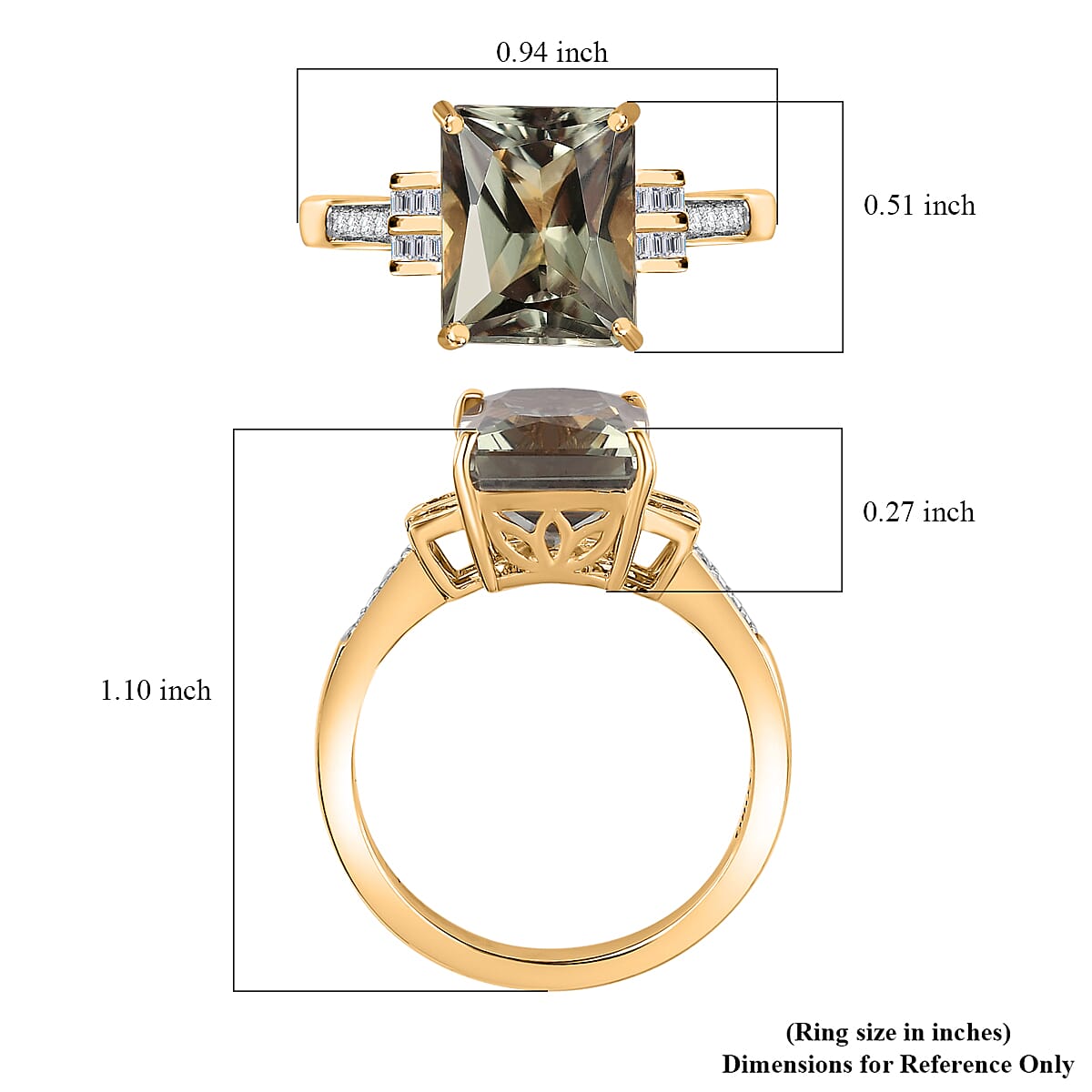 Luxoro 14K Yellow Gold AAA Turkizite, Diamond (G-H, I2) Ring (Size 8.5) (4.10 g) 5.85 ctw image number 5