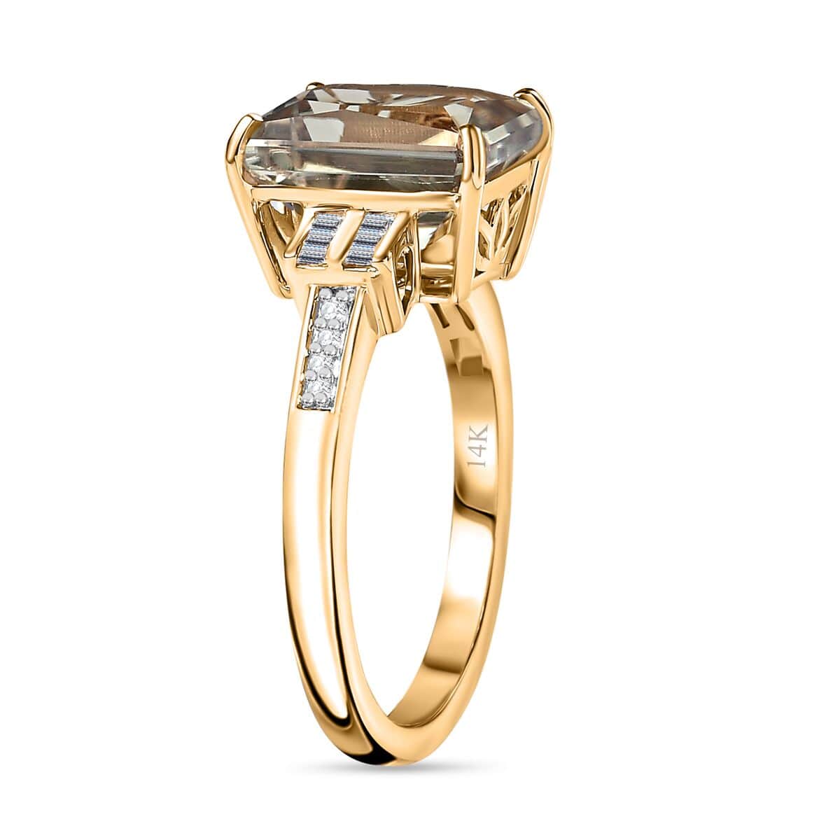 Luxoro 14K Yellow Gold AAA Turkizite and G-H I2 Diamond Ring (Size 9.0) 4.10 Grams 5.85 ctw image number 3