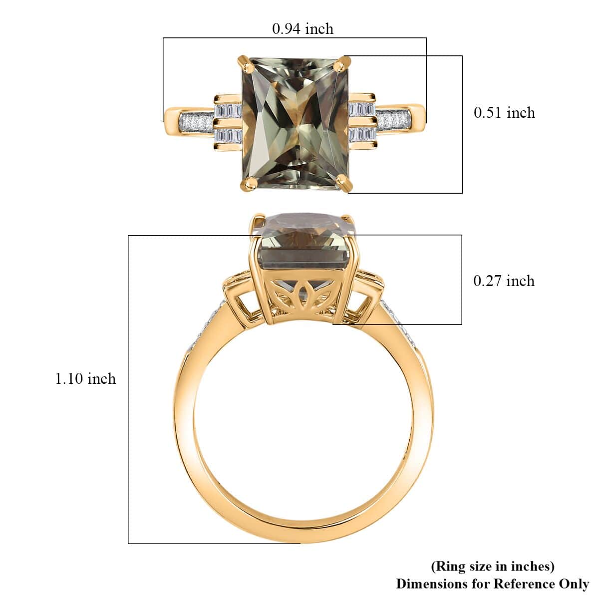 Luxoro 14K Yellow Gold AAA Turkizite and G-H I2 Diamond Ring (Size 9.0) 4.10 Grams 5.85 ctw image number 5