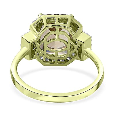 Luxoro 14K Green Gold Radiant Cut AAA Turkizite, Diamond (G-H, I2) (0.45 cts) Ring (Size 10.0) (5.10 g) 2.65 ctw