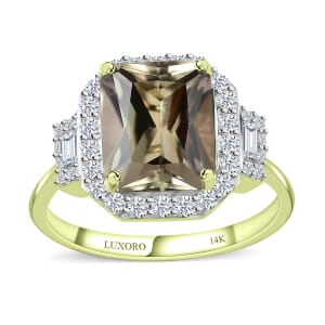 Luxoro 14K Green Gold Radiant Cut AAA Turkizite, Diamond (G-H, I2) (0.45 cts) Ring (Size 10.5) (5.10 g) 2.65 ctw