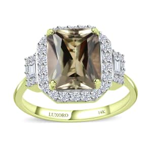 Luxoro 14K Green Gold Radiant Cut AAA Turkizite, Diamond (G-H, I2) (0.45 cts) Ring (Size 5.0) (5.10 g) 2.65 ctw