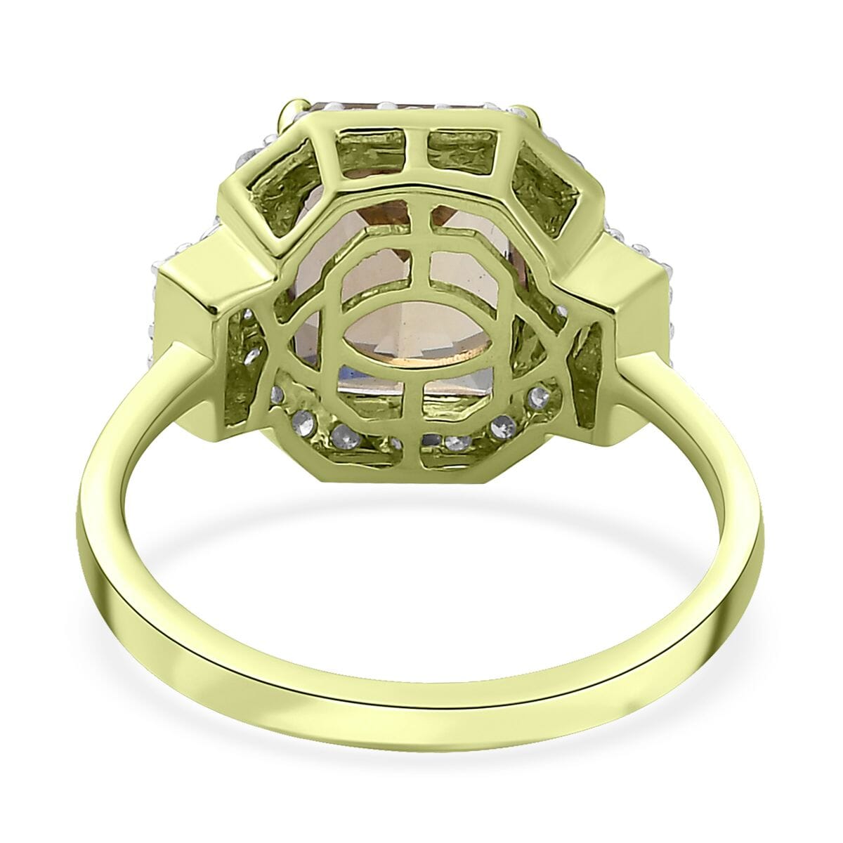 Luxoro 14K Green Gold Radiant Cut AAA Turkizite, Diamond (G-H, I2) (0.45 cts) Ring (Size 9.5) (5.10 g) 2.65 ctw image number 4