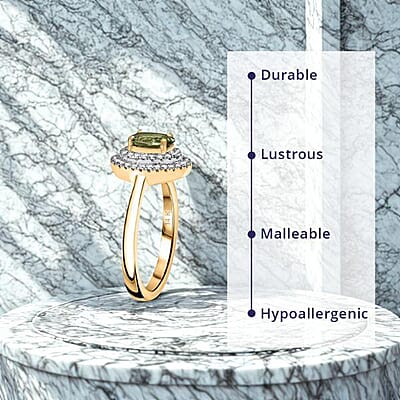 Luxoro AAA Natural Arikanga Green Tourmaline, Diamond Double Halo Ring in 14K Green Gold 1.00 ctw (Size 12.0)