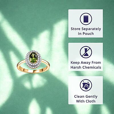Luxoro AAA Natural Arikanga Green Tourmaline, Diamond Double Halo Ring in 14K Green Gold 1.00 ctw (Size 12.0)