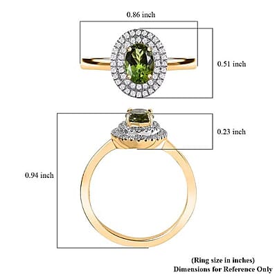 Luxoro AAA Natural Arikanga Green Tourmaline, Diamond Double Halo Ring in 14K Green Gold 1.00 ctw (Size 12.0)