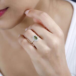 Luxoro AAA Natural Arikanga Green Tourmaline, Diamond Double Halo Ring in 14K Green Gold 1.00 ctw (Size 9.0)