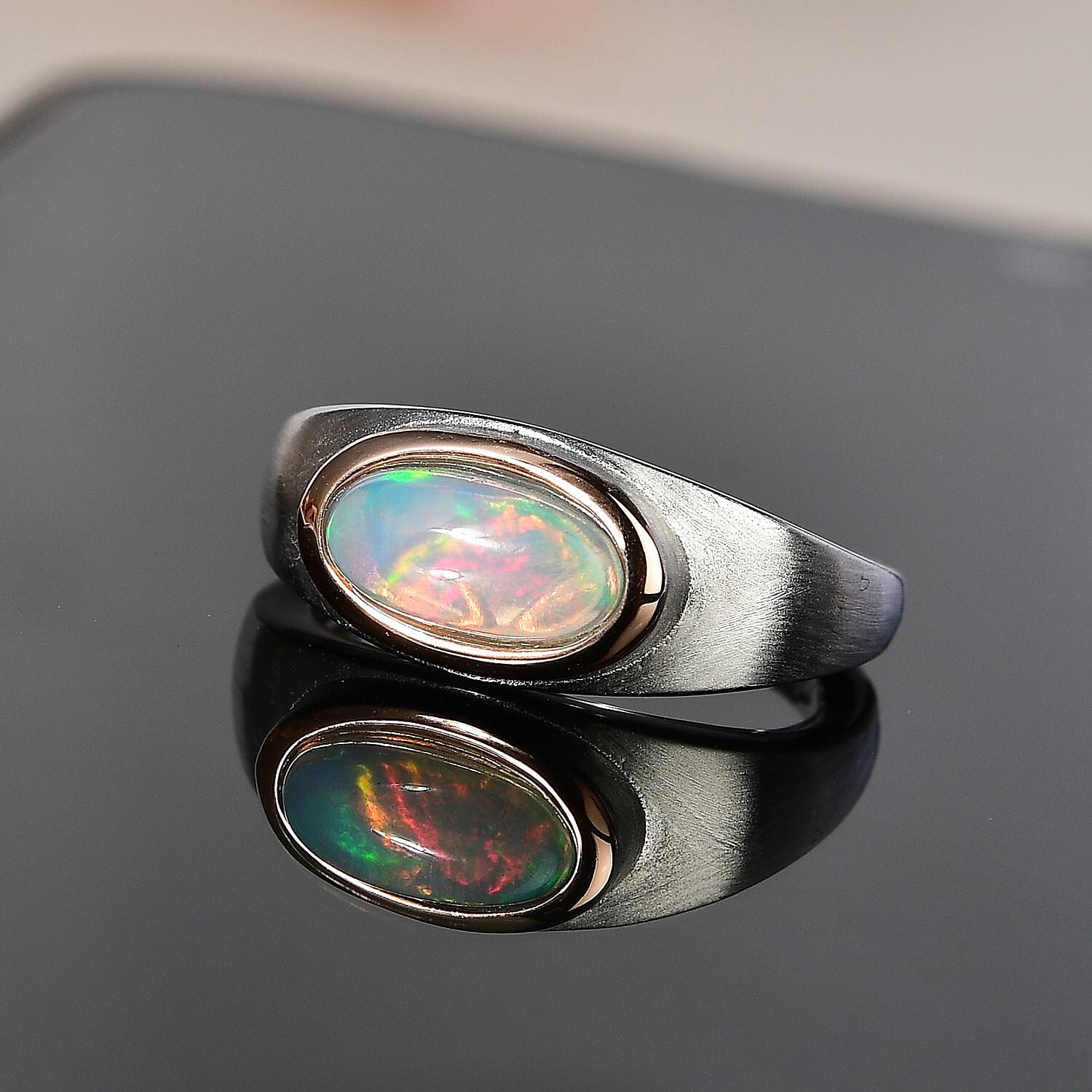 Ethiopian Welo Opal 1.00 ctw Ring In 14K YG Over and Sterling Silver (Size 6.5)
