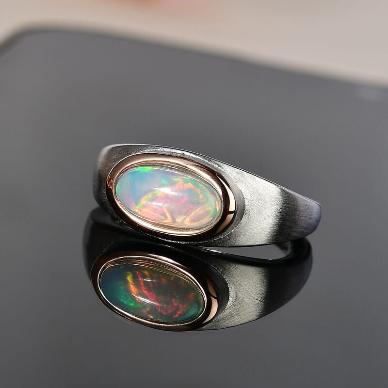 Ethiopian Welo Opal 1.00 ctw Ring In 14K YG Over and Sterling Silver (Size 6.5)