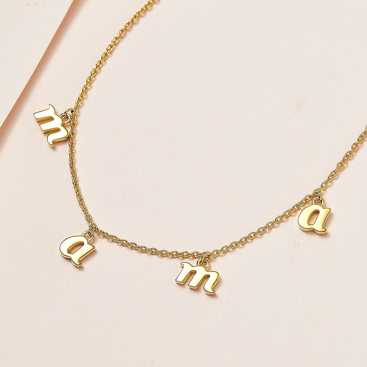 Vermeil Yellow Gold Over Sterling Silver Mama Station Necklace 18-20 Inches 12.40 Grams image number 1