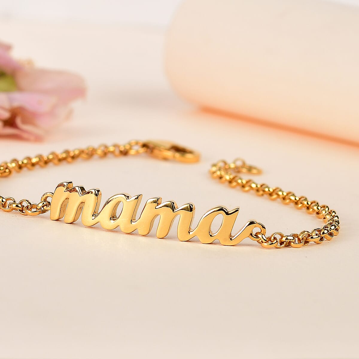 Vermeil Yellow Gold Over Sterling Silver Mama Bracelet (7.25 In) 4.25 Grams image number 1