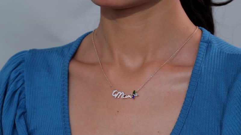 Multi Gemstone 1.20 ctw Necklace in Vermeil Rose Gold Sterling Silver 18 Inches