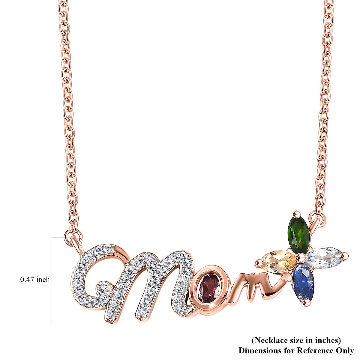 Multi Gemstone 1.20 ctw Necklace in Vermeil Rose Gold Sterling Silver 18 Inches image number 5