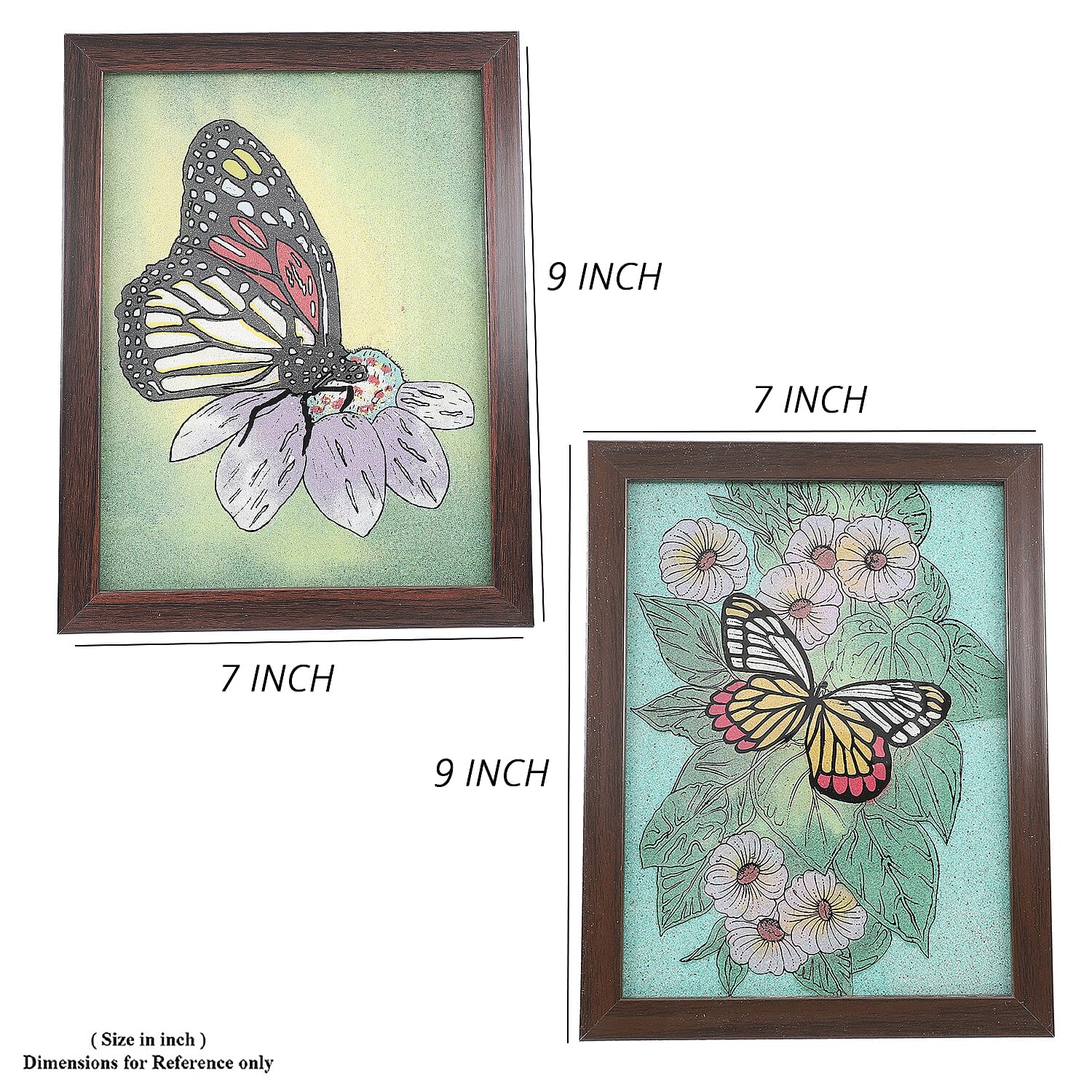 Set of 2 Handcrafted Gemstone Butterfly Painting