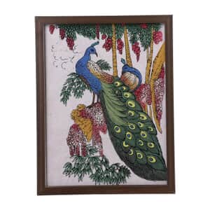 Handcrafted Gemstone Peacock Wall Painting (0.88 lbs)