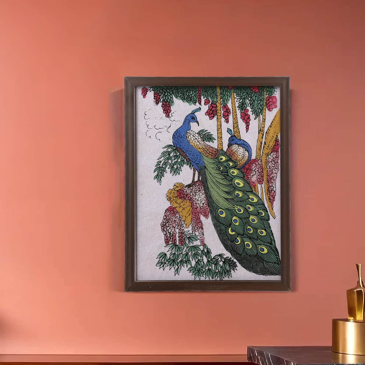 Handcrafted Gemstone Peacock Wall Painting (9"x7") (0.88 lbs) image number 1