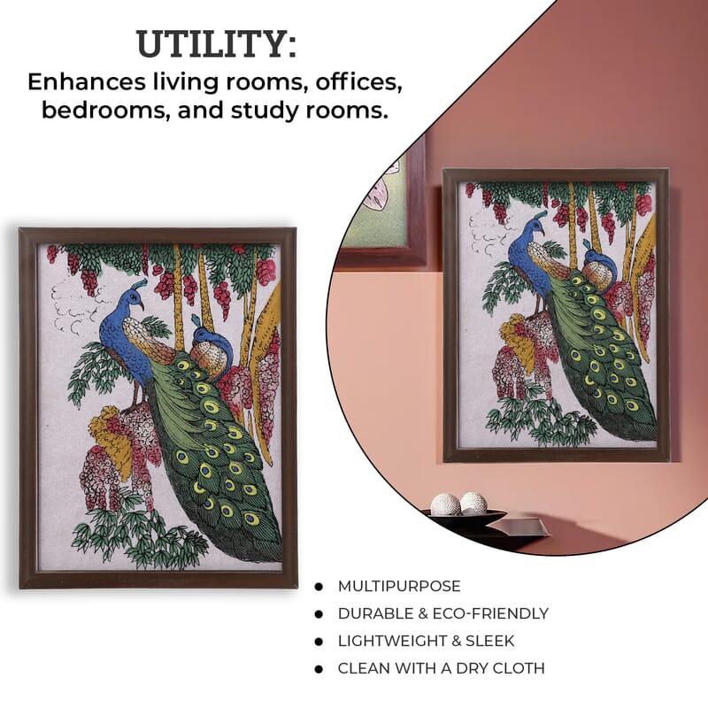 Handcrafted Gemstone Peacock Wall Painting (0.88 lbs)