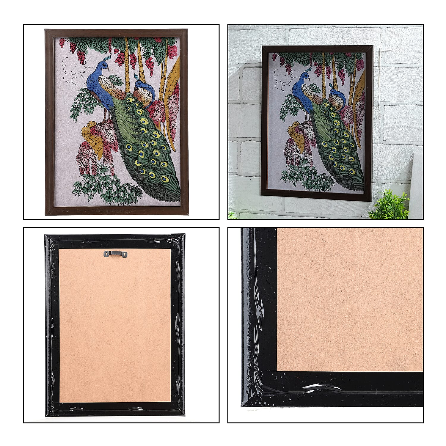 Handcrafted Gemstone Peacock Wall Painting (0.88 lbs)