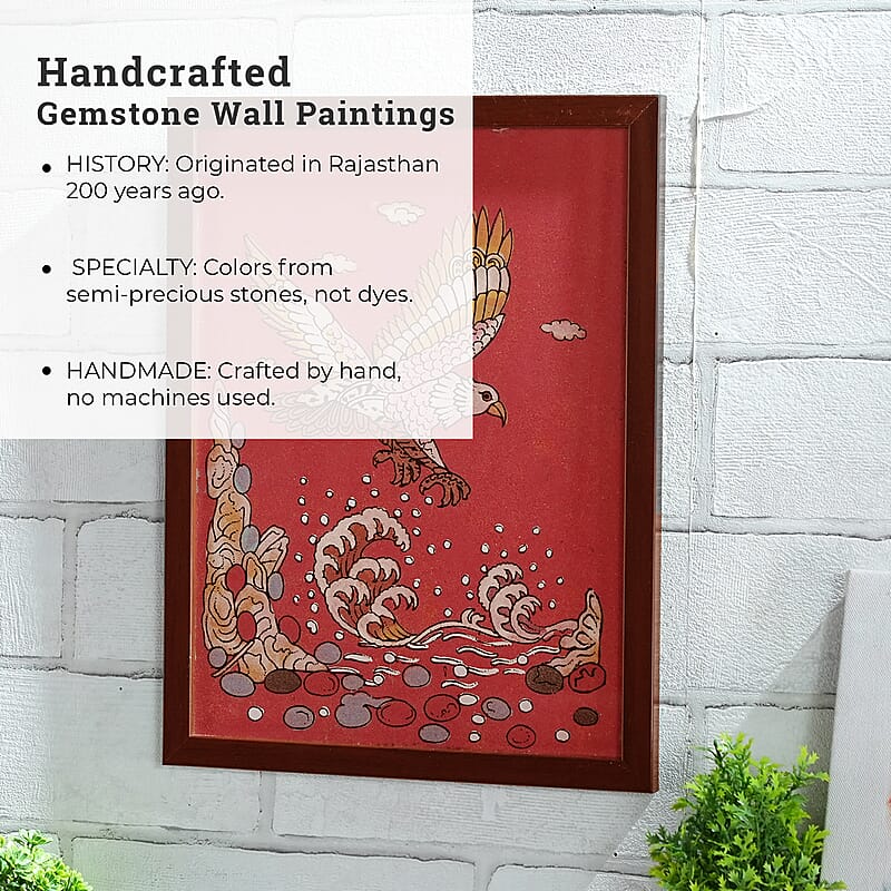 Handcrafted Gemstone Eagle Wall Painting (0.88 lbs)