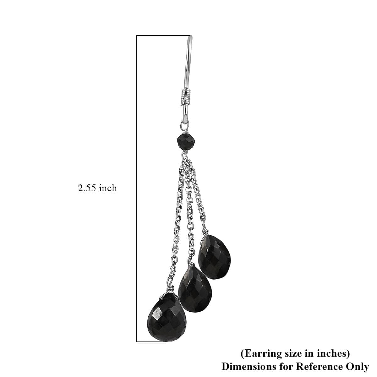 Thai Black Spinel Drop Earrings in Rhodium Over Sterling Silver 25.40 ctw image number 4
