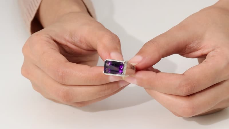 Premium Moroccan Amethyst Men's Ring in Platinum Over Sterling Silver (Size 10.0) 8.65 ctw