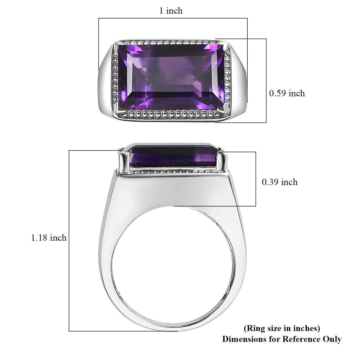 Moroccan Amethyst Men's Ring in Platinum Over Sterling Silver (Size 10.0) 8.65 ctw image number 5