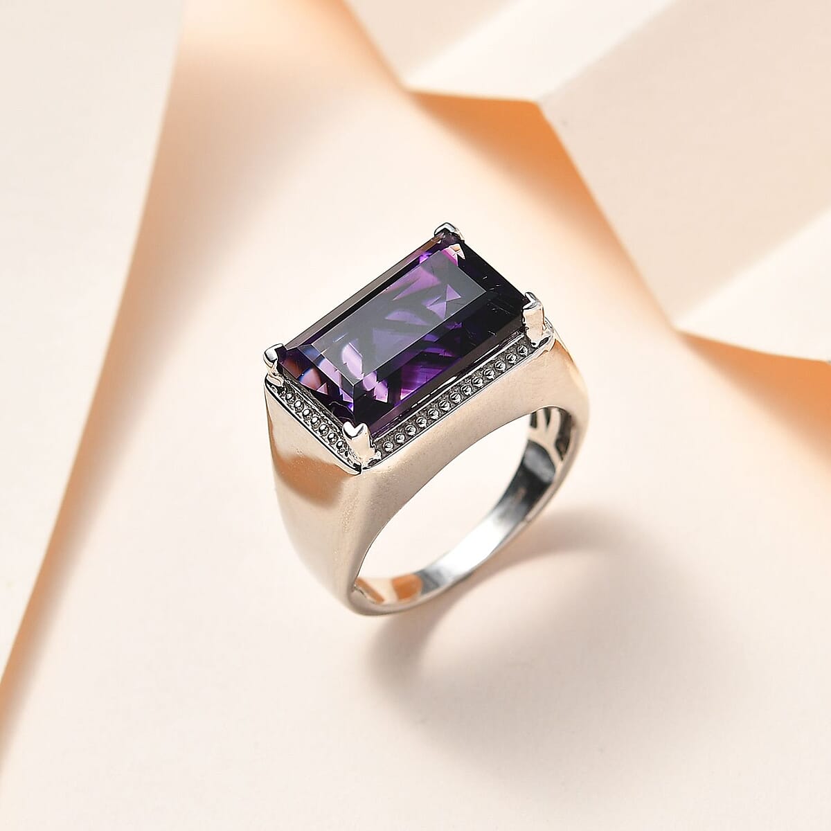 Moroccan Amethyst Men's Ring in Platinum Over Sterling Silver (Size 14.0) 8.65 ctw image number 1