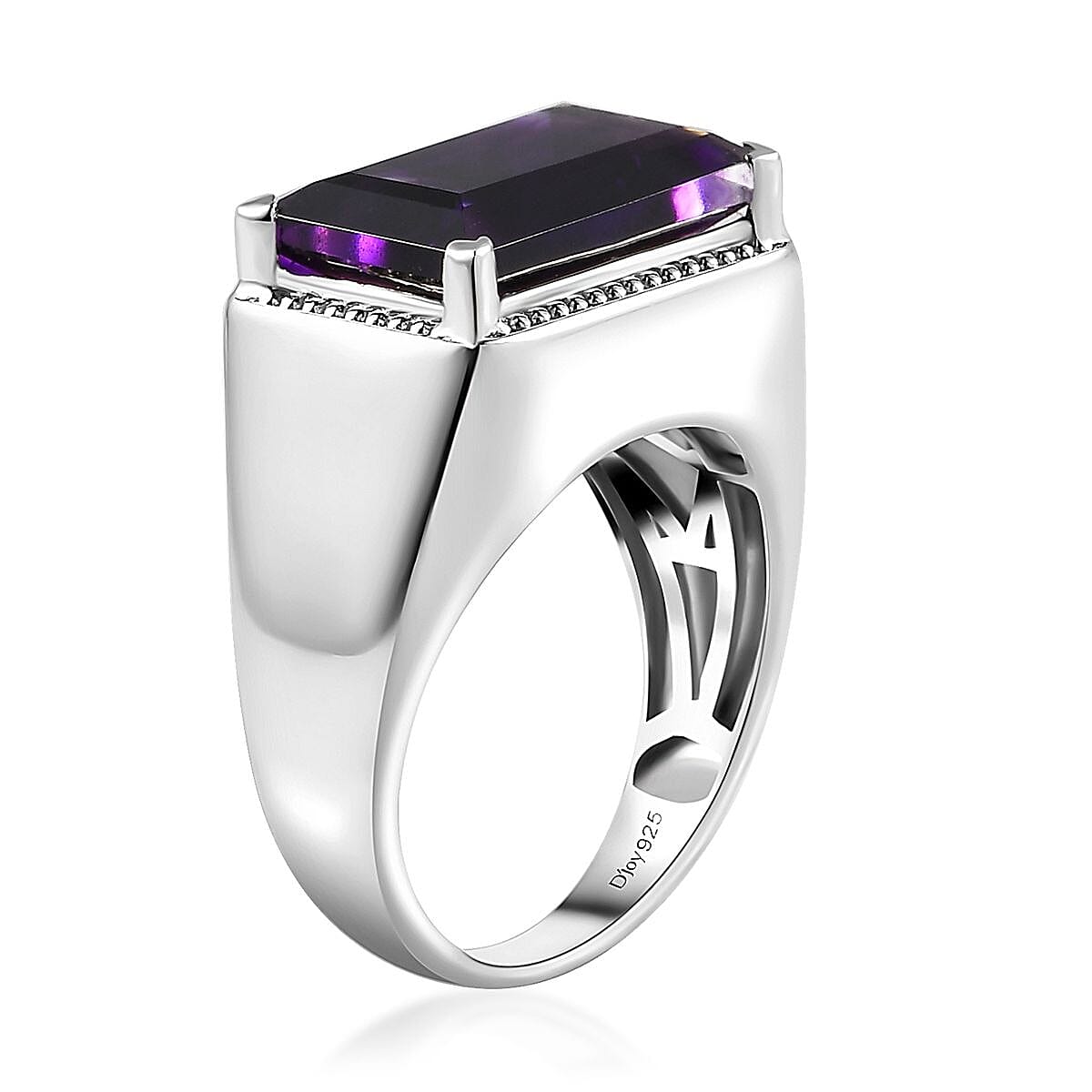 Moroccan Amethyst Men's Ring in Platinum Over Sterling Silver (Size 14.0) 8.65 ctw image number 3