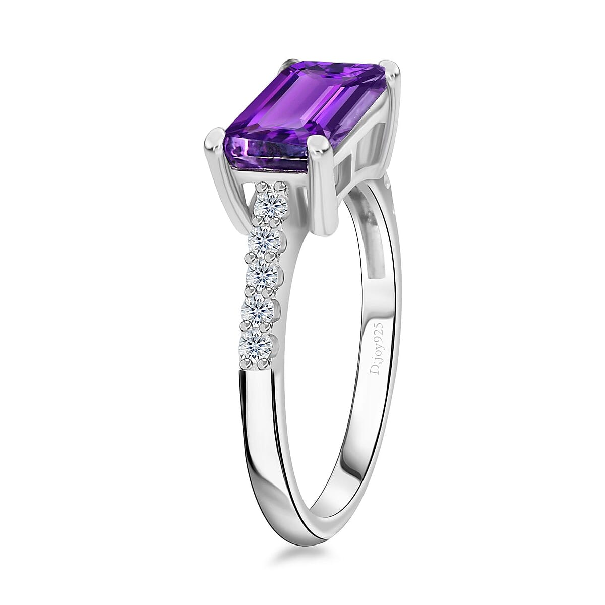 Moroccan Amethyst and Moissanite Ring in Platinum Over Sterling Silver (Size 8.0) 1.80 ctw image number 3