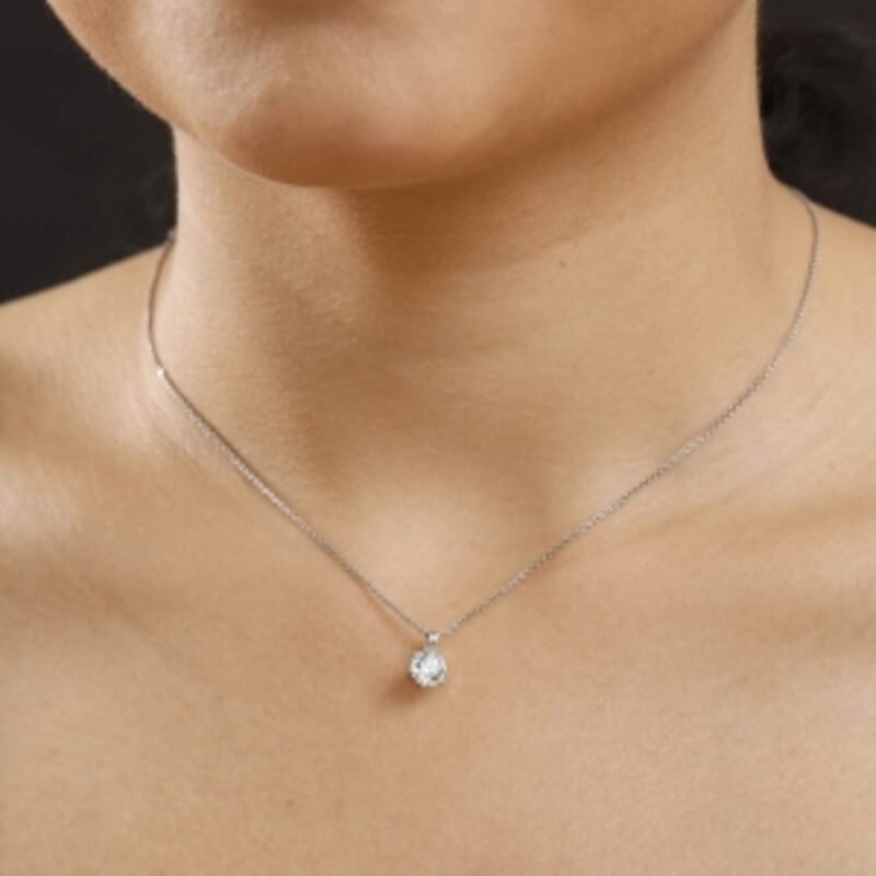 Moissanite 1.00 ctw Pendant in Rhodium Over Sterling Silver