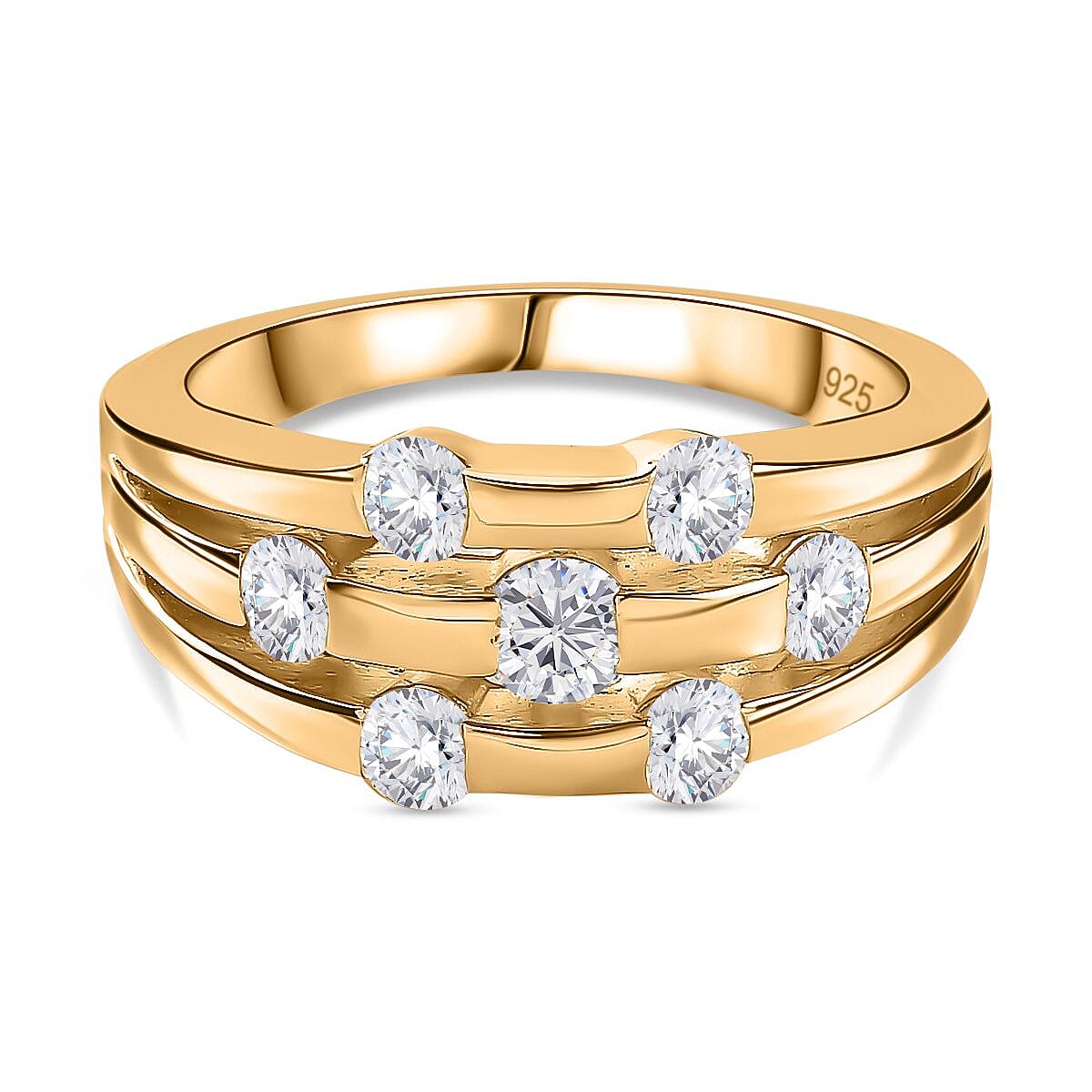 Moissanite 0.83 ctw Ring in 18K Vermeil Yellow Gold Over Sterling Silver (Size 9.0)