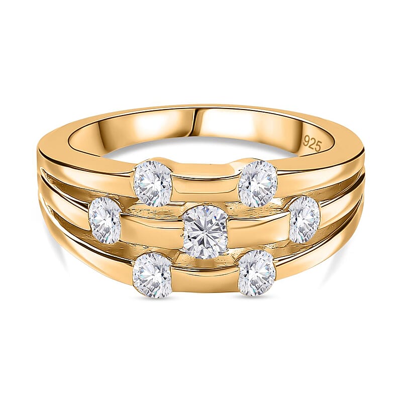Moissanite 0.83 ctw Ring in 18K Vermeil Yellow Gold Over Sterling Silver (Size 9.0)