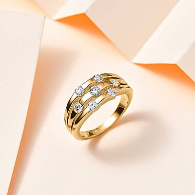 Moissanite 0.83 ctw Ring in 18K Vermeil Yellow Gold Over Sterling Silver (Size 9.0)