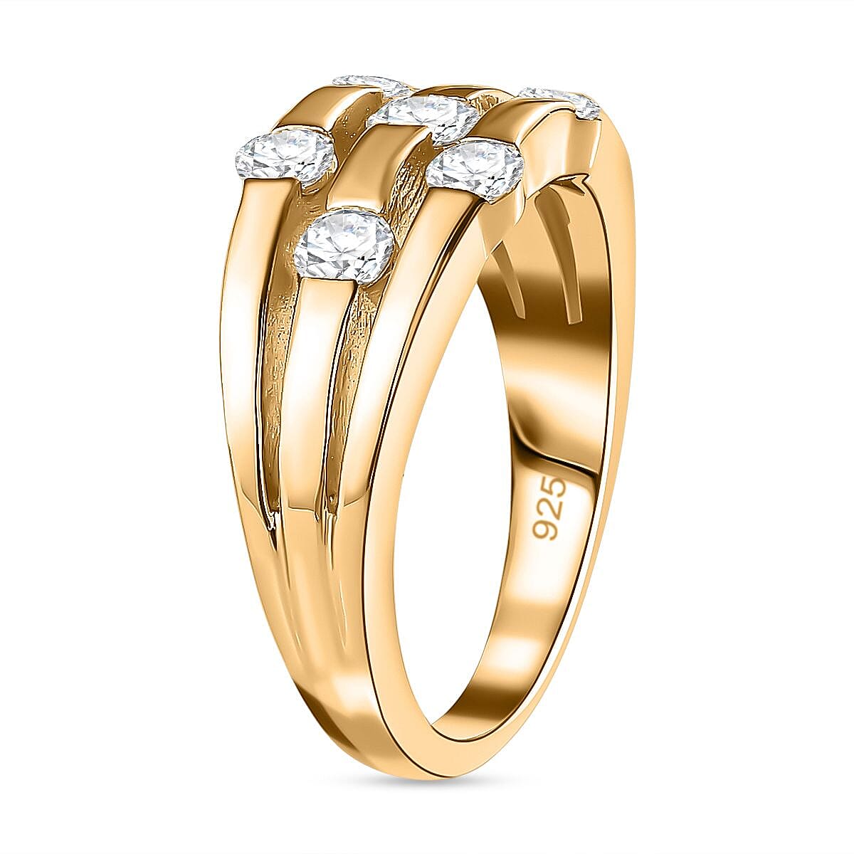 Moissanite 0.83 ctw Ring in 18K Vermeil Yellow Gold Over Sterling Silver (Size 9.0)