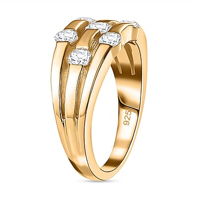 Moissanite 0.83 ctw Ring in 18K Vermeil Yellow Gold Over Sterling Silver (Size 9.0)