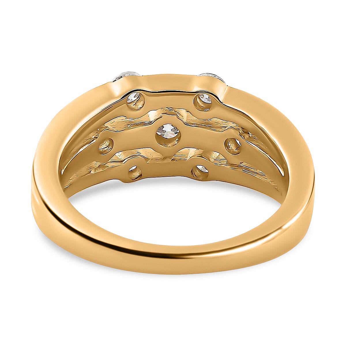 Moissanite 0.83 ctw Ring in 18K Vermeil Yellow Gold Over Sterling Silver (Size 9.0)