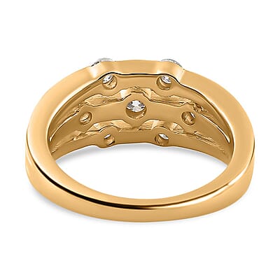 Moissanite 0.83 ctw Ring in 18K Vermeil Yellow Gold Over Sterling Silver (Size 9.0)