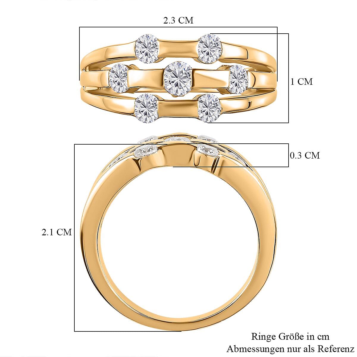 Moissanite 0.83 ctw Ring in 18K Vermeil Yellow Gold Over Sterling Silver (Size 9.0)